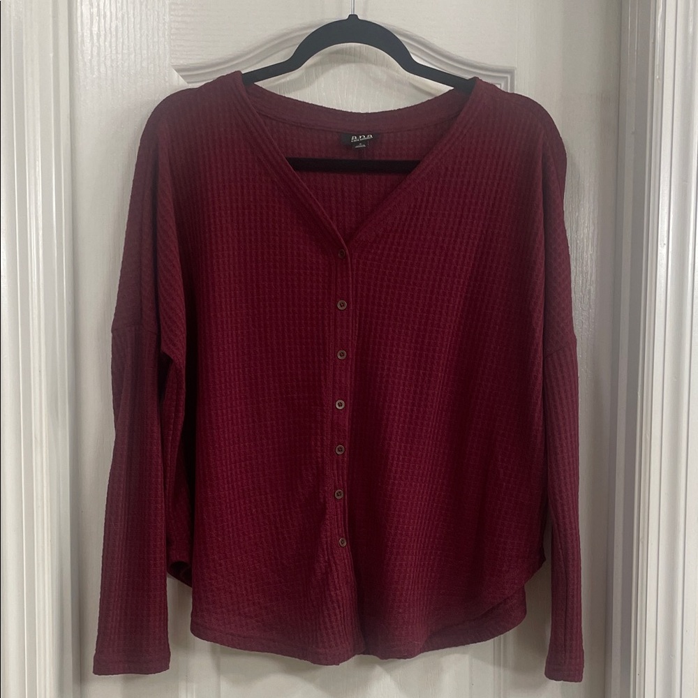 Women's Burgundy Button-Up Top